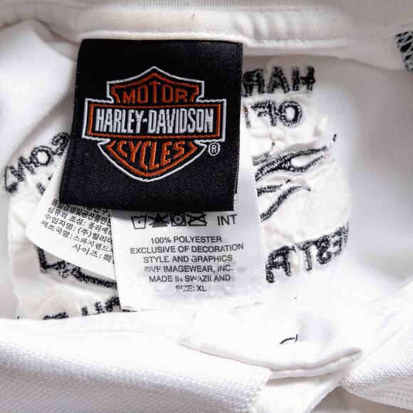 Harley-Davidson Men’s Polo Biker Noir Heritage Logo Palm Beach White Size M/L - Picture 11 of 11